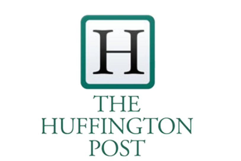 A green and white logo for the huffington post.