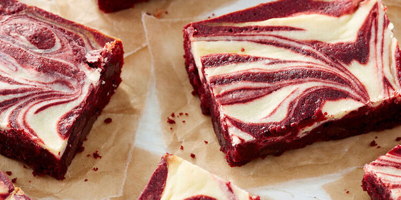 A close up of some red velvet brownies