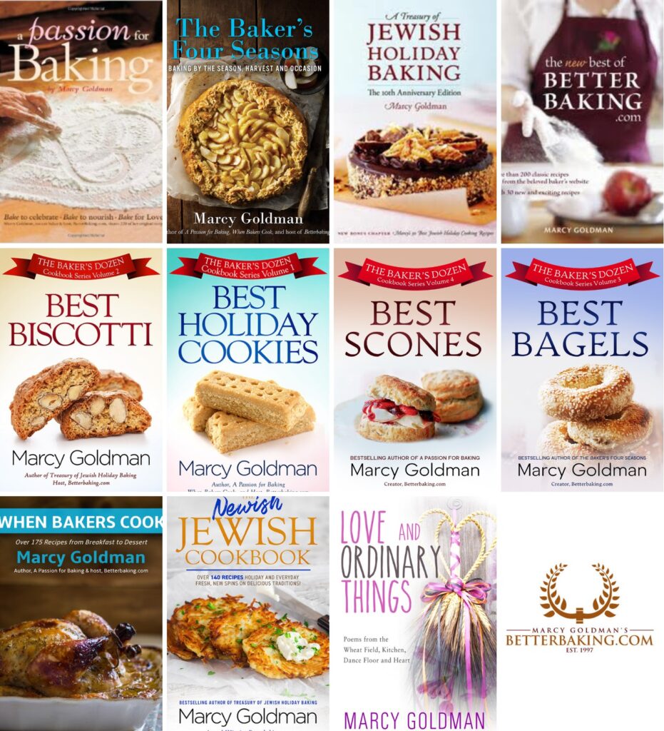 A bunch of books about baking and cooking